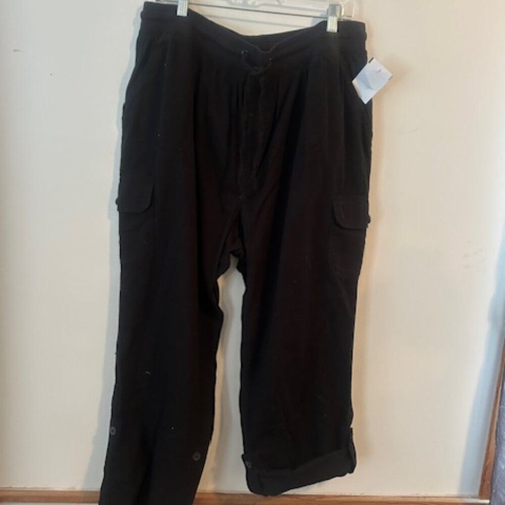 Woman Within Black drawstring waist Cotton Cargo pants, size 20W